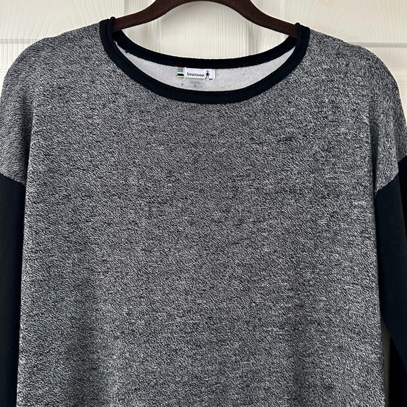 Smartwool Shadow Pine Colorblock Crew Sweater Black Gray Size Small *Flaw* - Picture 4 of 11